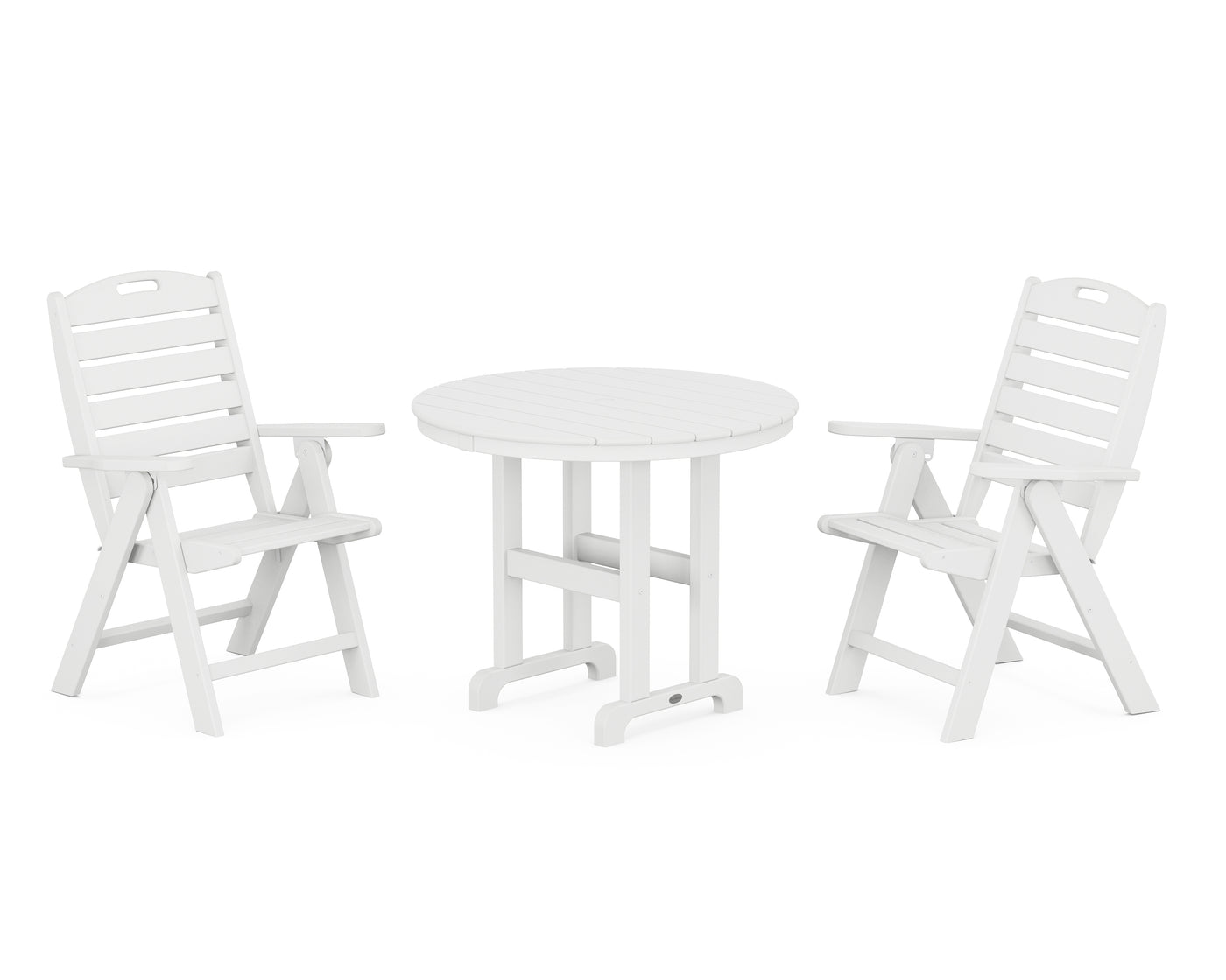 Nautical Folding Highback Chair 3-Piece Round Dining Set