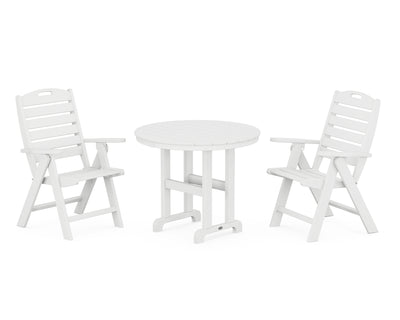 Nautical Folding Highback Chair 3-Piece Round Dining Set