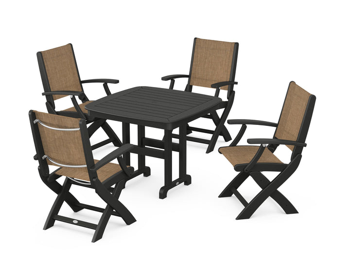 POLYWOOD® Coastal Folding Chair 5-Piece Dining Set