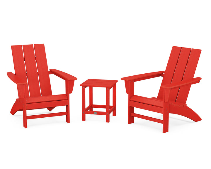 POLYWOOD® Modern 3-Piece Adirondack Set with Long Island 18" Side Table