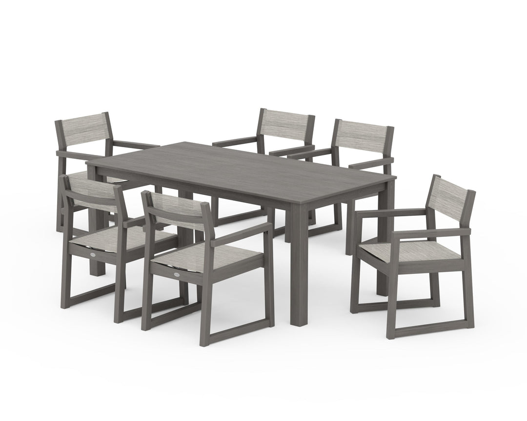 POLYWOOD® EDGE Sling Arm Chair 7-Piece Parsons Dining Set