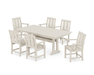 Mission Arm Chair 7-Piece Farmhouse Dining Set with Trestle Legs