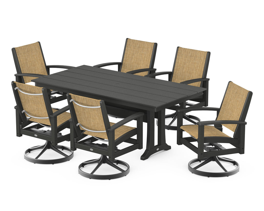 POLYWOOD® 7 Piece Coastal Swivel Rocker Dining Set