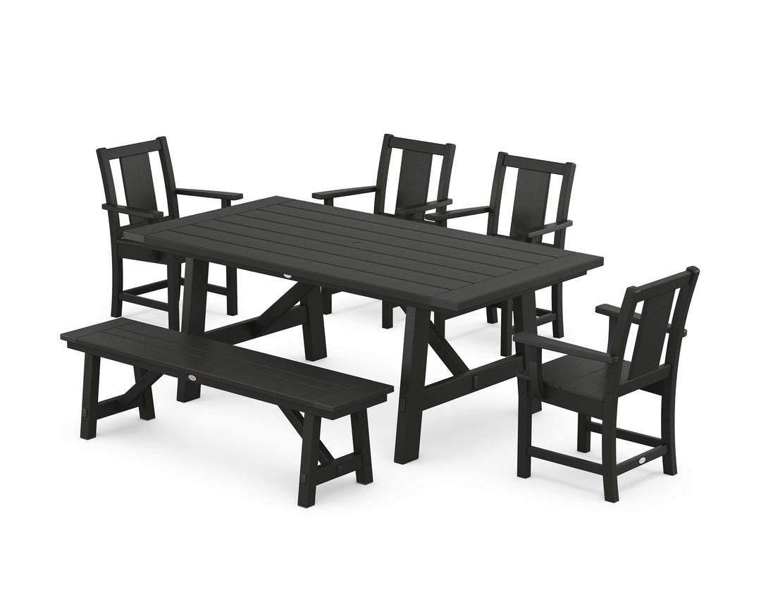 POLYWOOD® Prairie 6-Piece Rustic Farmhouse Dining Set with Bench