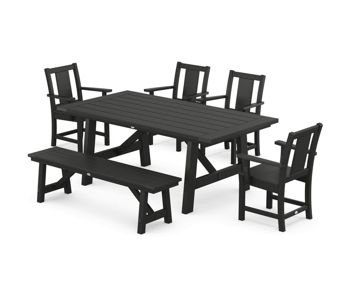 POLYWOOD® Prairie 6-Piece Rustic Farmhouse Dining Set with Bench