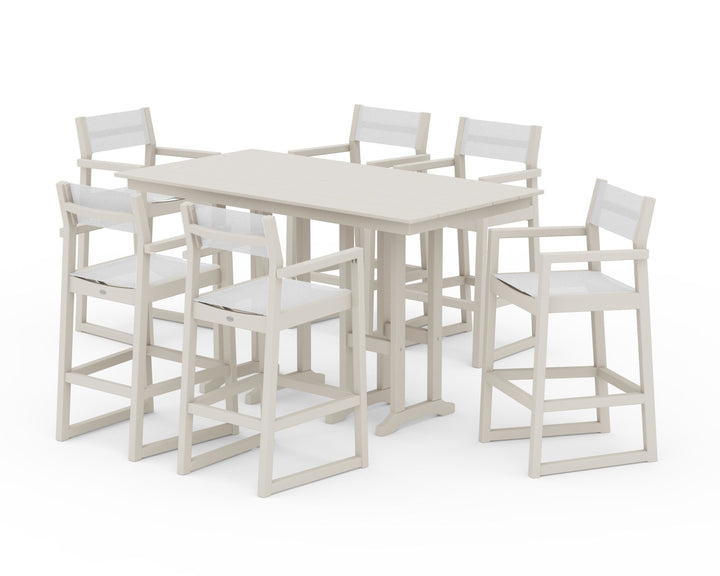 POLYWOOD® EDGE Sling Arm Chair 7-Piece Farmhouse Bar Set