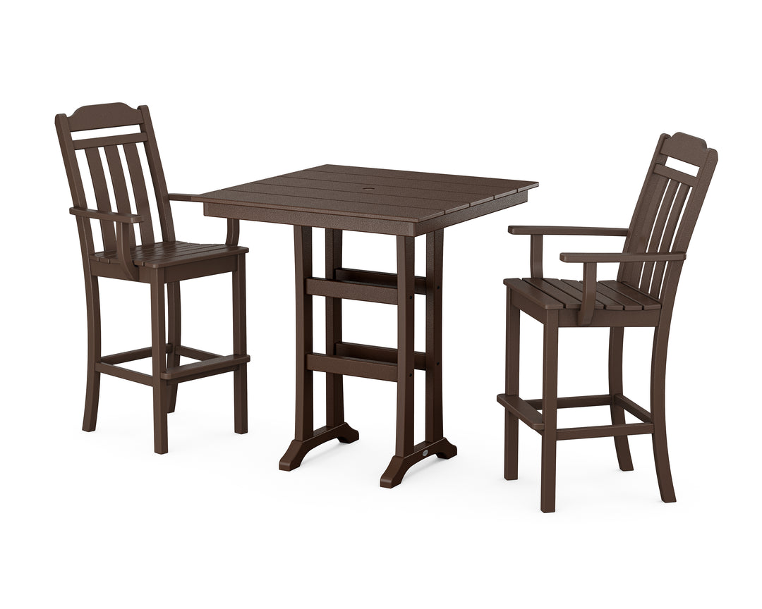 Country Living Cottage 3-Piece Farmhouse Bar Set with Trestle Legs