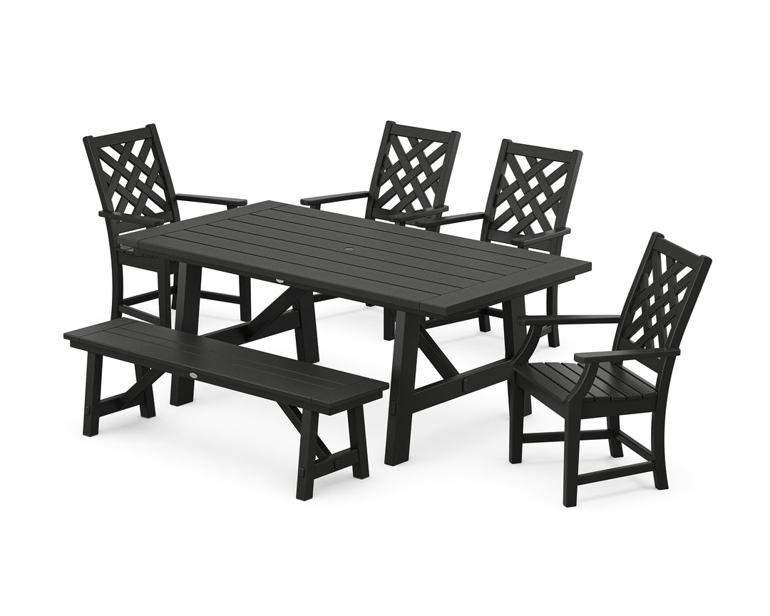 Country Living Wovendale 6-Piece Rustic Farmhouse Dining Set with Bench