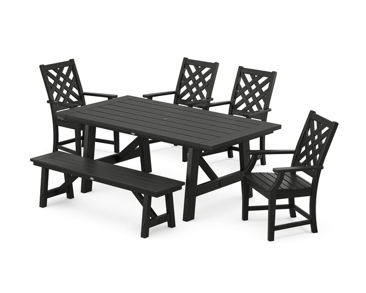 Country Living Wovendale 6-Piece Rustic Farmhouse Dining Set with Bench