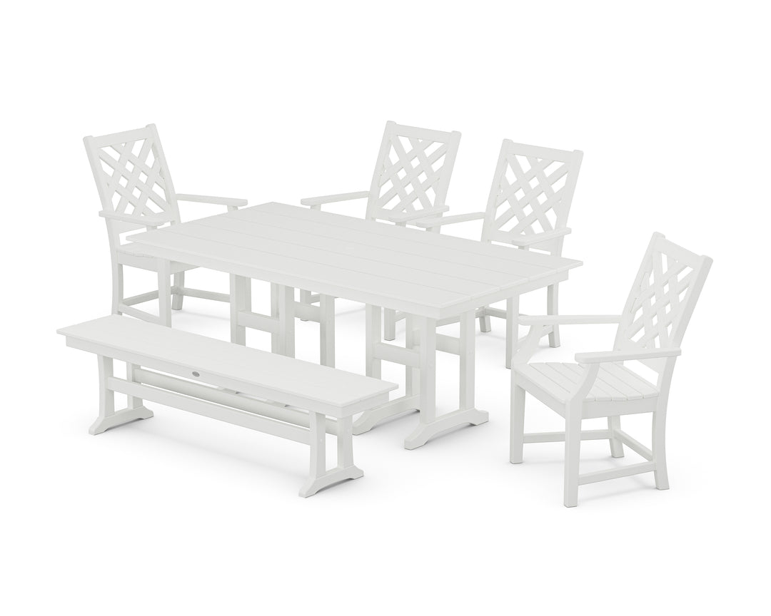 Country Living Wovendale 6-Piece Farmhouse Dining Set with Bench