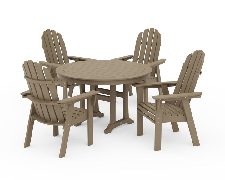 POLYWOOD® Vineyard Curveback Adirondack 5-Piece Nautical Trestle Dining Set