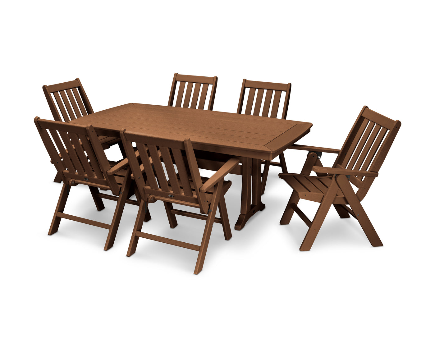 Vineyard Folding Chair 7-Piece Dining Set with Trestle Legs