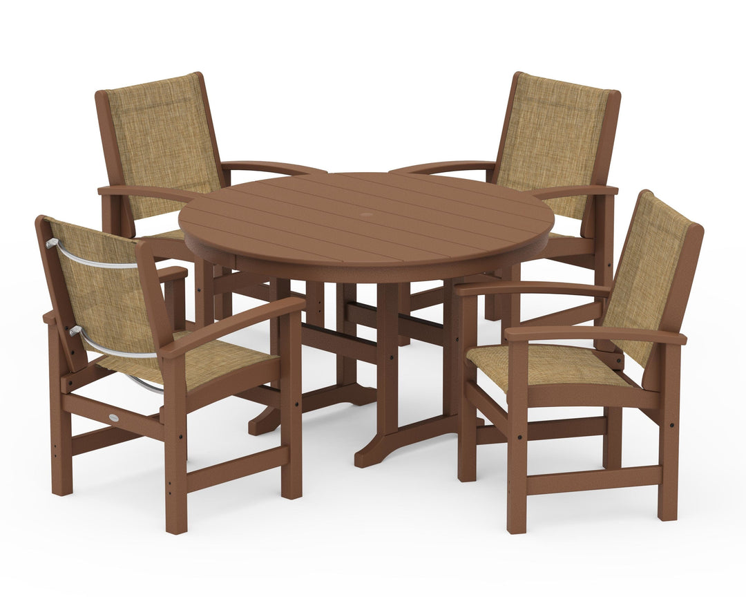 POLYWOOD® Coastal 5-Piece Round Farmhouse Dining Set