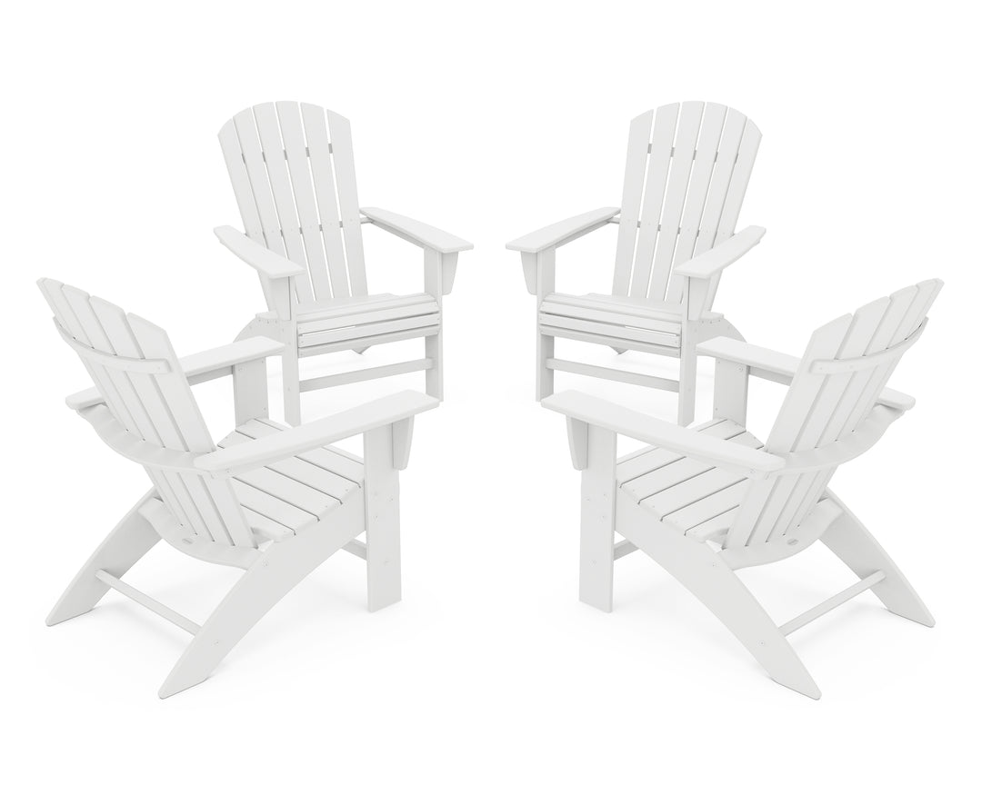 POLYWOOD® 4-Piece Nautical Curveback Adirondack Chair Conversation Set