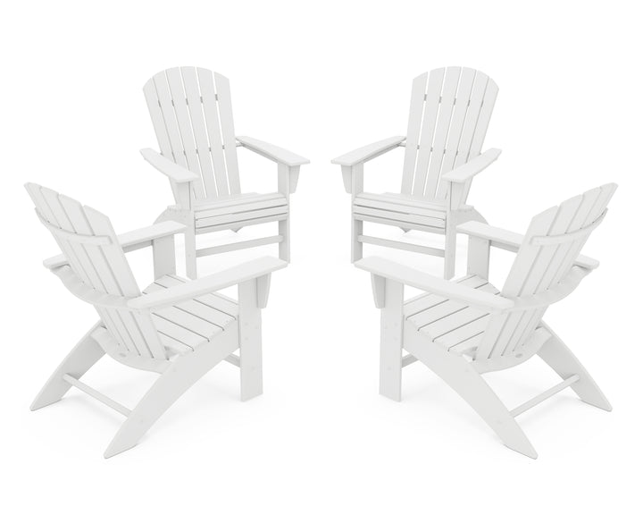POLYWOOD® 4-Piece Nautical Curveback Adirondack Chair Conversation Set