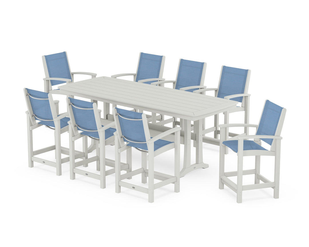 POLYWOOD® Coastal 9-Piece Counter Set with Trestle Legs