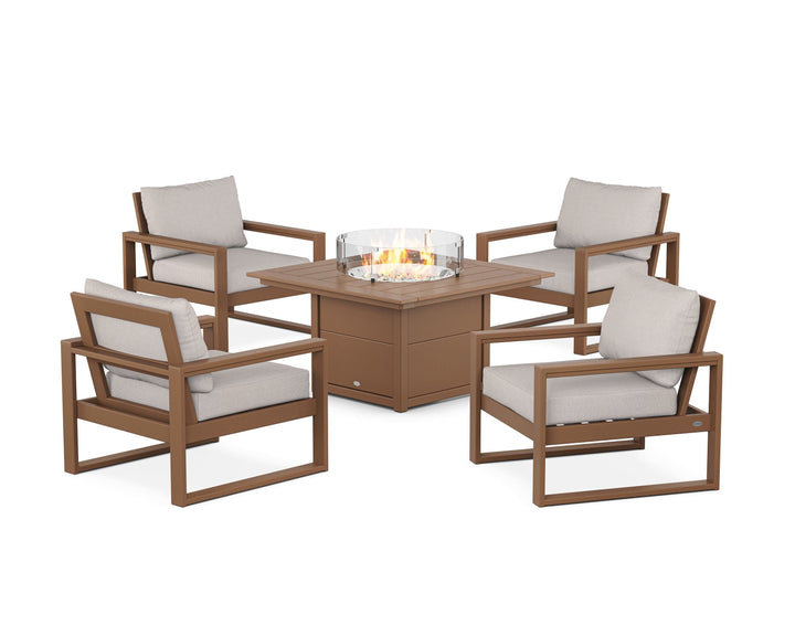 POLYWOOD® EDGE Sectional 5-Piece Deep Seating Set with Fire Pit Table