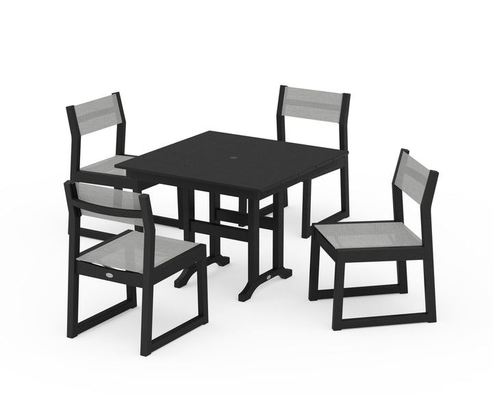 POLYWOOD® EDGE Sling Side Chair 5-Piece Farmhouse Dining Set