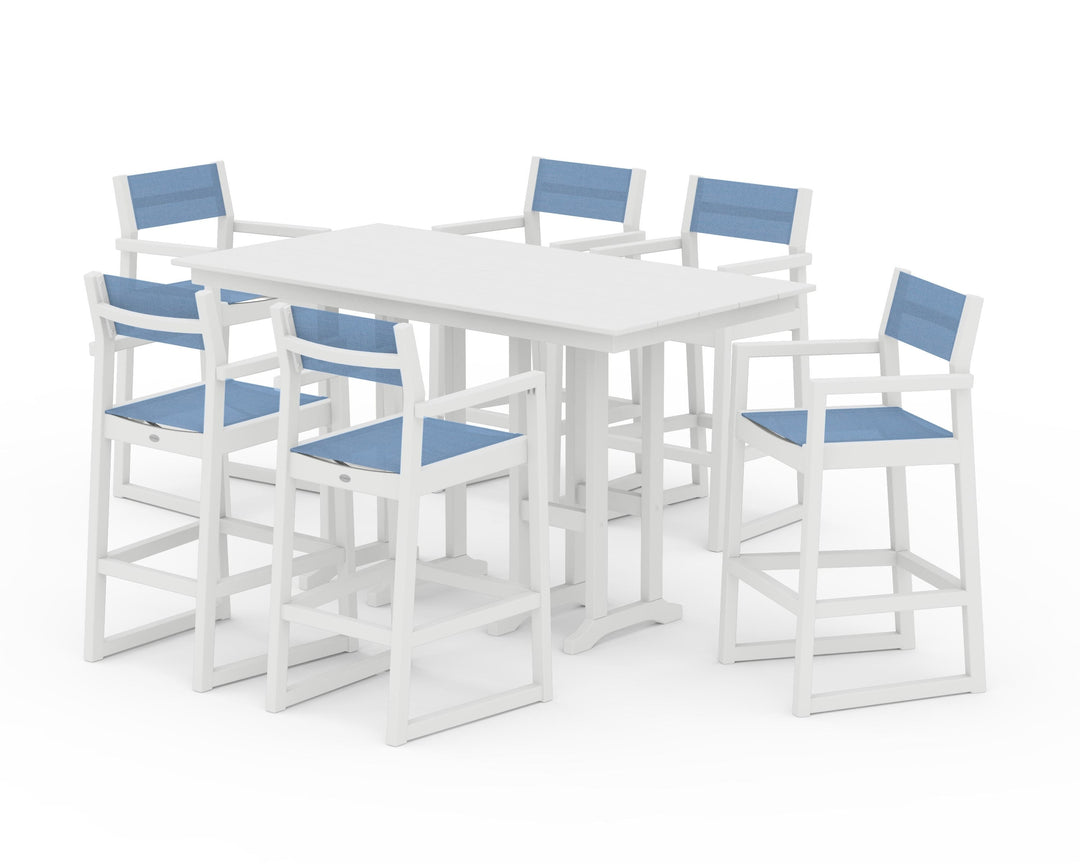 POLYWOOD® EDGE Sling Arm Chair 7-Piece Farmhouse Bar Set