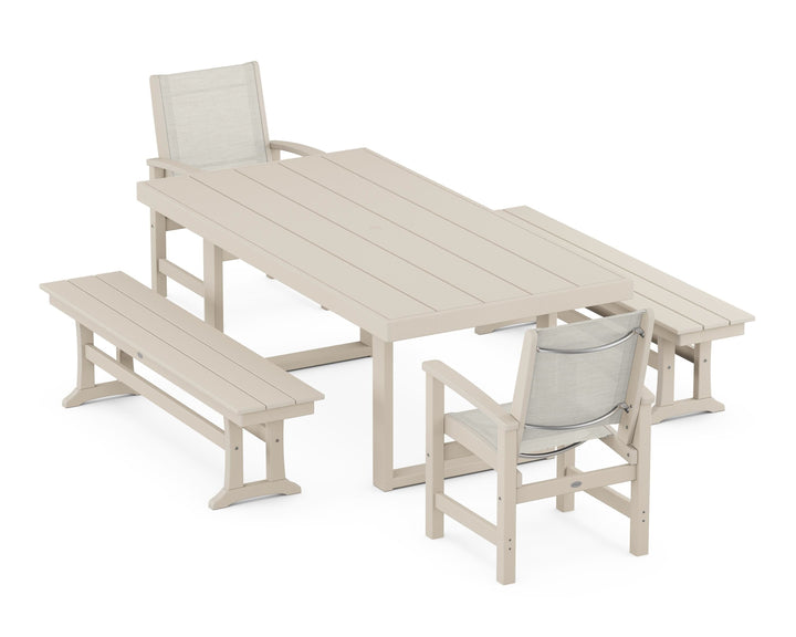POLYWOOD® Coastal 5-Piece Dining Set with Trestle Legs
