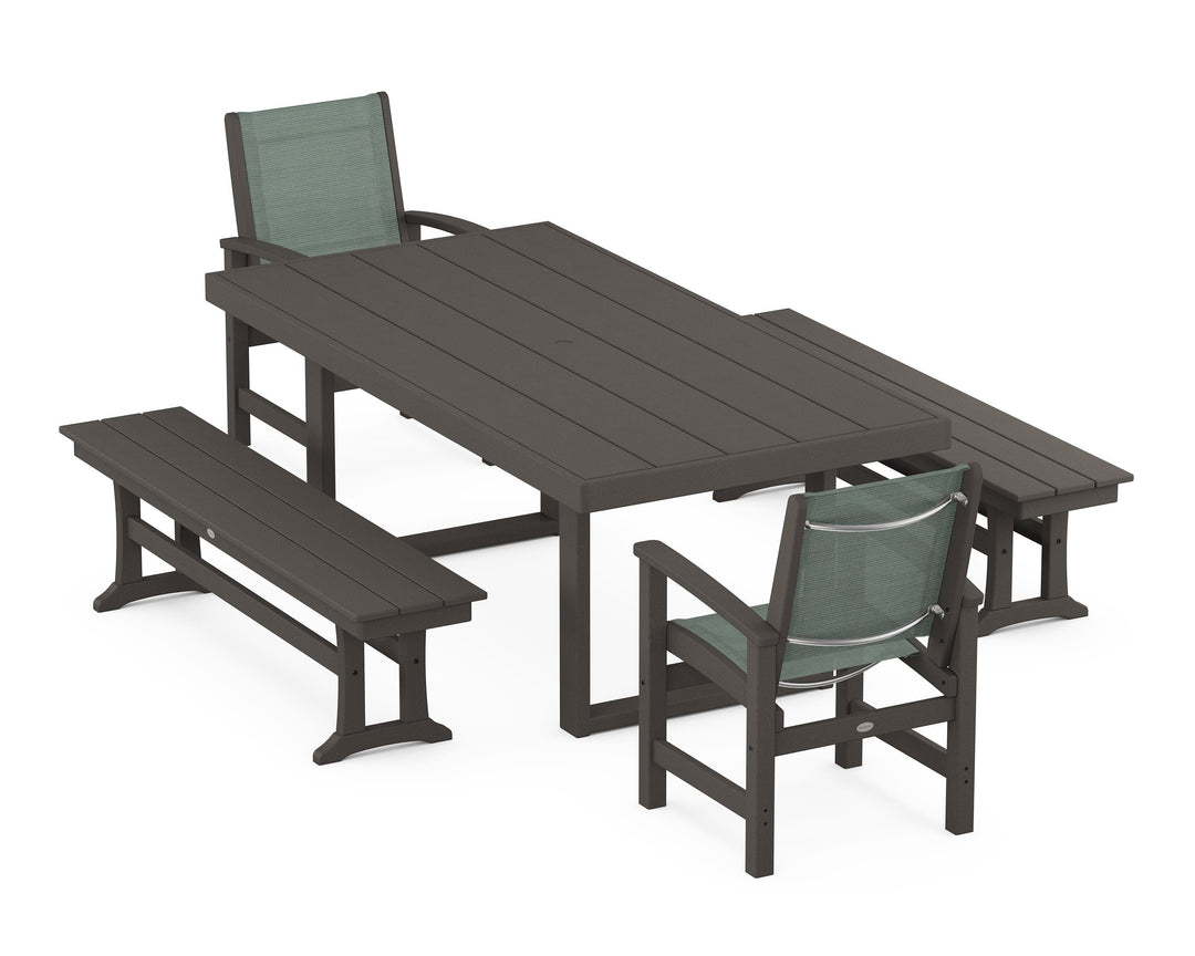 POLYWOOD® Coastal 5-Piece Dining Set with Trestle Legs