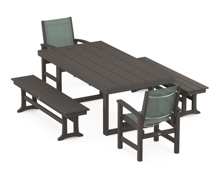 POLYWOOD® Coastal 5-Piece Dining Set with Trestle Legs