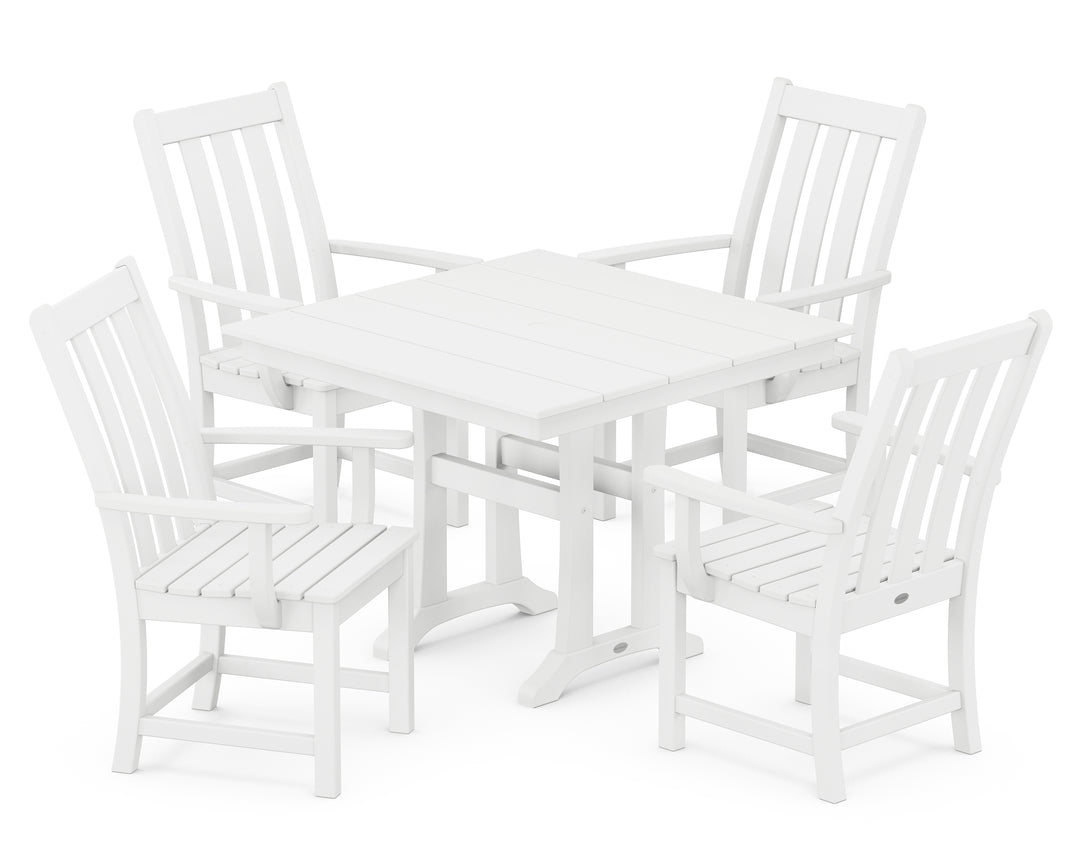 POLYWOOD® Vineyard 5-Piece Farmhouse Trestle Arm Chair Dining Set