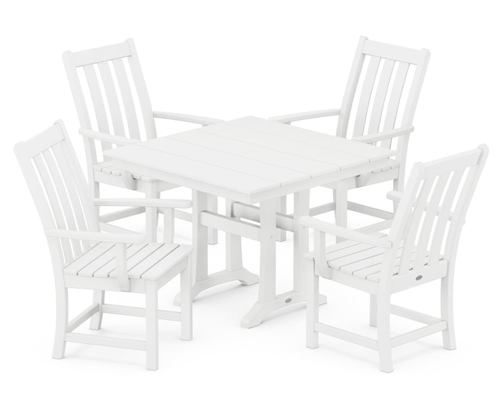 POLYWOOD® Vineyard 5-Piece Farmhouse Trestle Arm Chair Dining Set