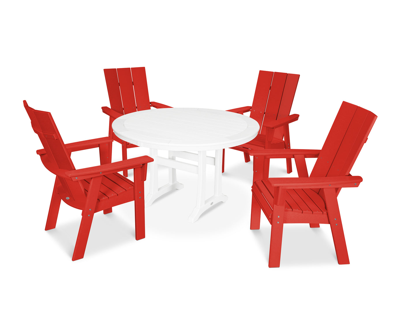 Modern Curveback Adirondack 5-Piece Nautical Trestle Dining Set