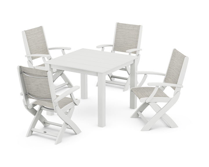 POLYWOOD® Coastal Folding Chair 5-Piece Parsons Dining Set