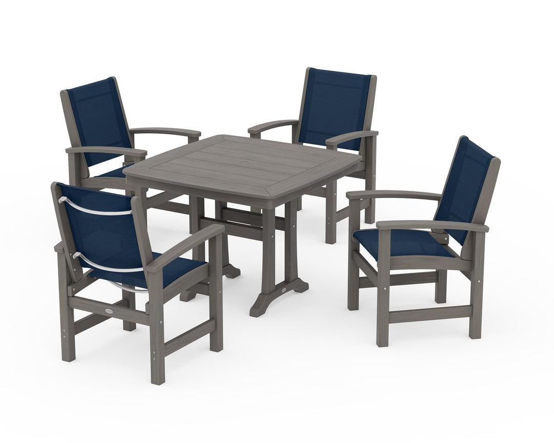 POLYWOOD® Coastal 5-Piece Dining Set with Trestle Legs