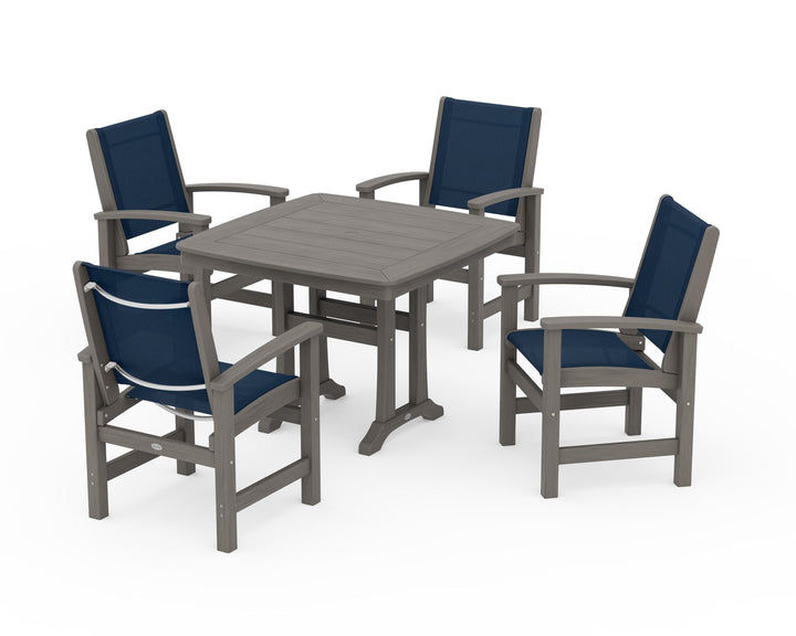 POLYWOOD® Coastal 5-Piece Dining Set with Trestle Legs