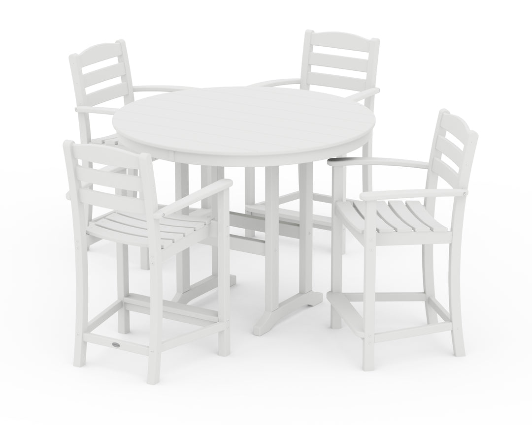 POLYWOOD® La Casa Café 5-Piece Round Farmhouse Counter Set