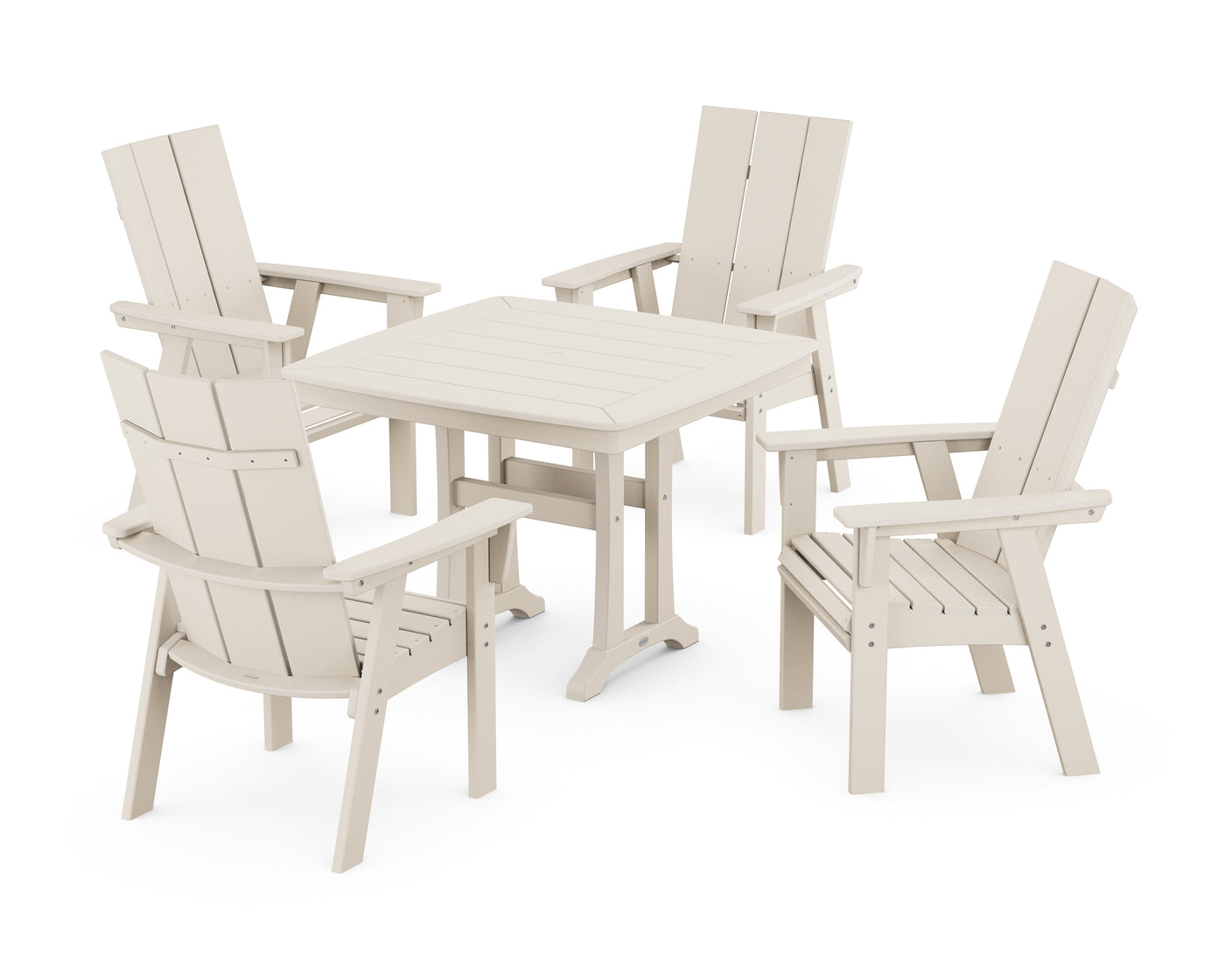 Modern Adirondack 5-Piece Dining Set with Trestle Legs