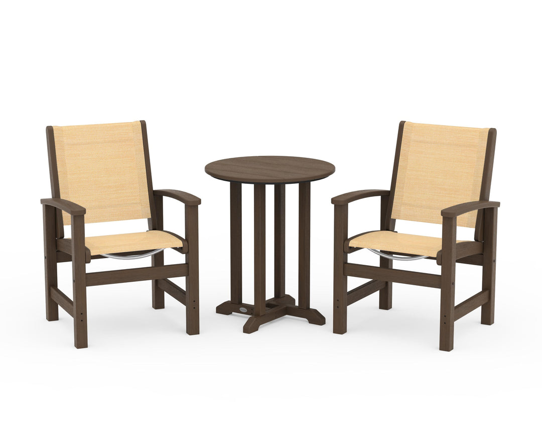 POLYWOOD® Coastal 3-Piece Round Bistro Dining Set