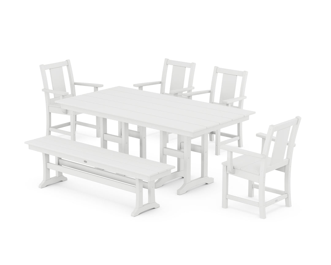 POLYWOOD® Prairie 6-Piece Farmhouse Dining Set with Bench