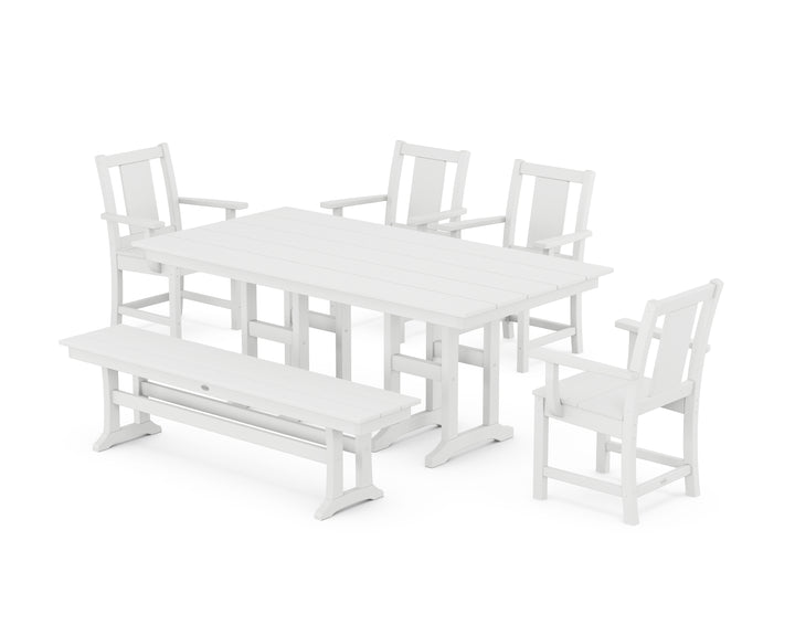 POLYWOOD® Prairie 6-Piece Farmhouse Dining Set with Bench