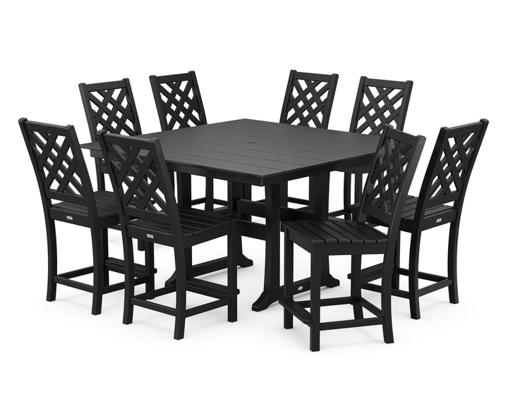 Country Living Wovendale Side Chair 9-Piece Square Farmhouse Counter Set with Trestle Legs