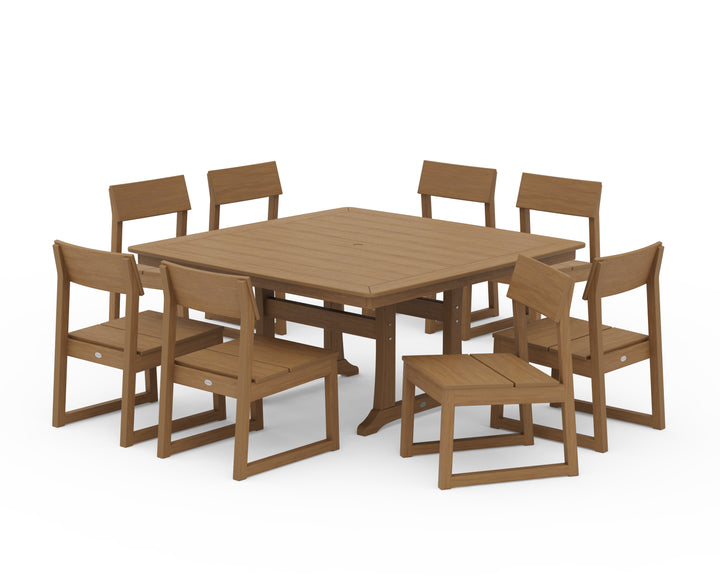 POLYWOOD® EDGE Side Chair 9-Piece Dining Set with Trestle Legs