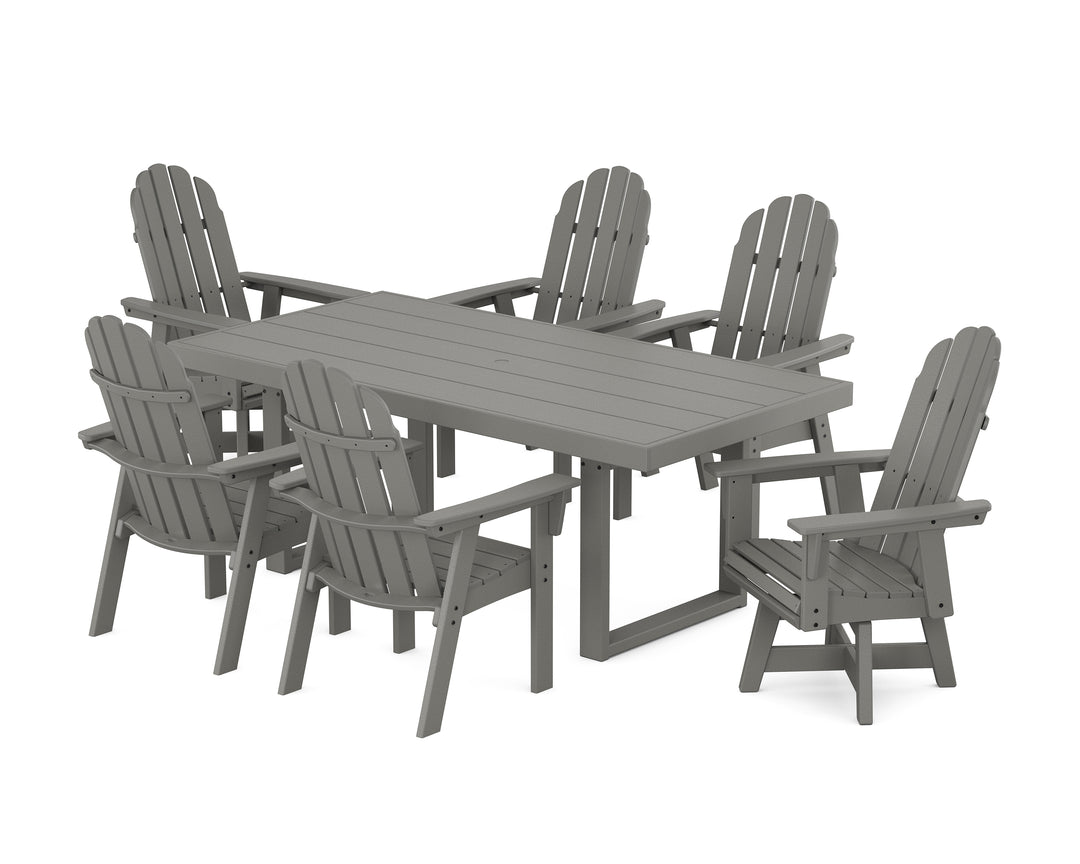 POLYWOOD® Vineyard Curveback Adirondack Swivel Chair 7-Piece Dining Set