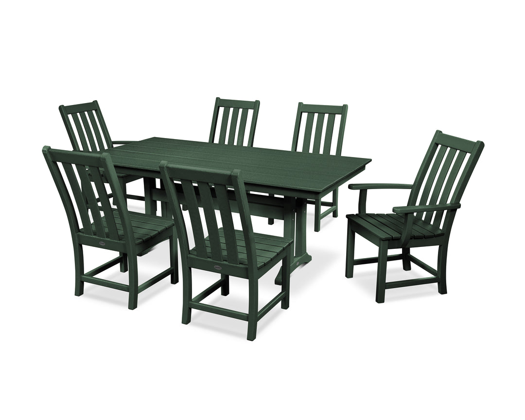 POLYWOOD® Vineyard 7-Piece Farmhouse Dining Set with Trestle Legs