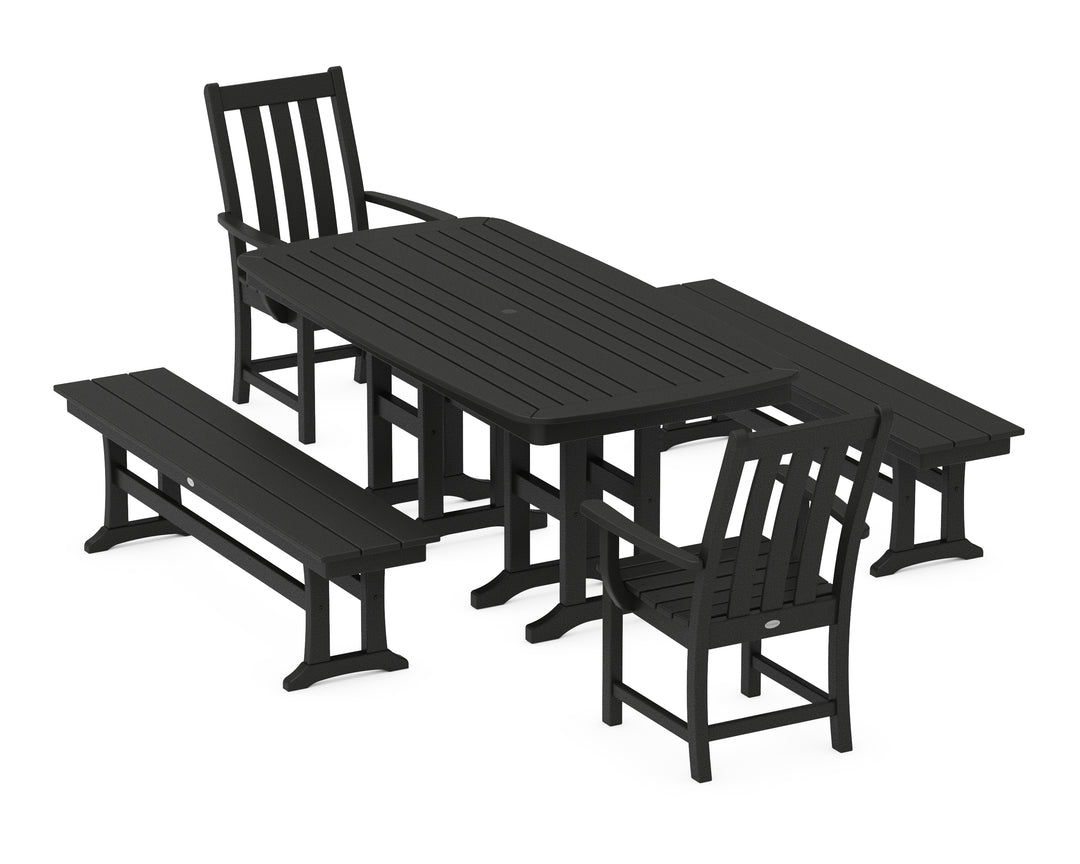 POLYWOOD® Vineyard 5-Piece Dining Set with Benches