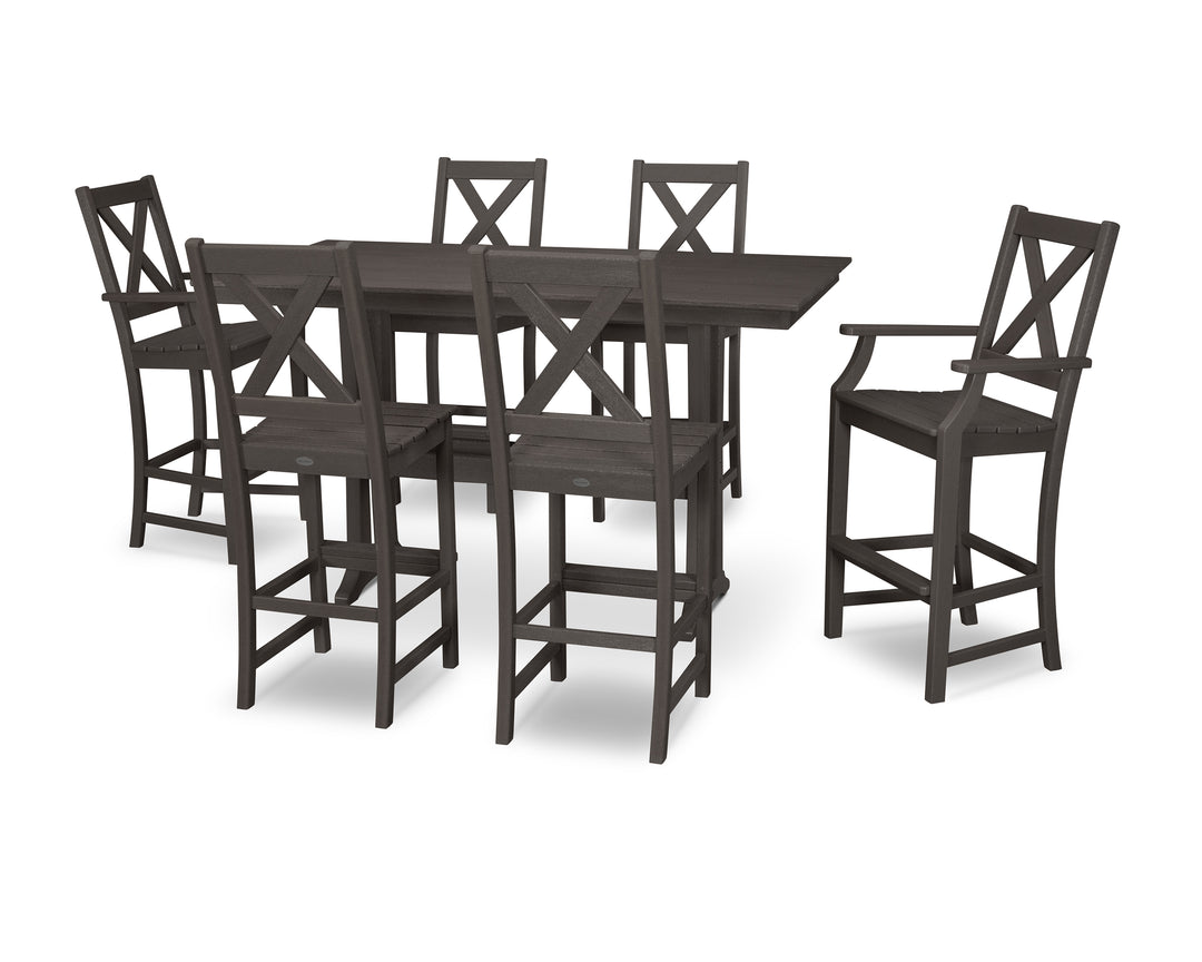 POLYWOOD® Braxton 7-Piece Farmhouse Trestle Bar Set