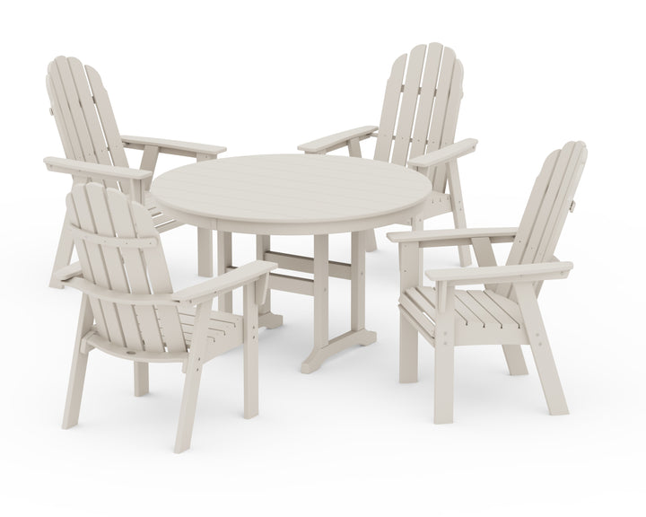 POLYWOOD® Vineyard Curveback Adirondack 5-Piece Round Farmhouse Dining Set