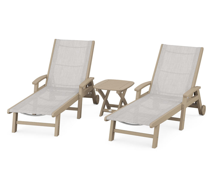 POLYWOOD® Coastal 3-Piece Wheeled Chaise Set