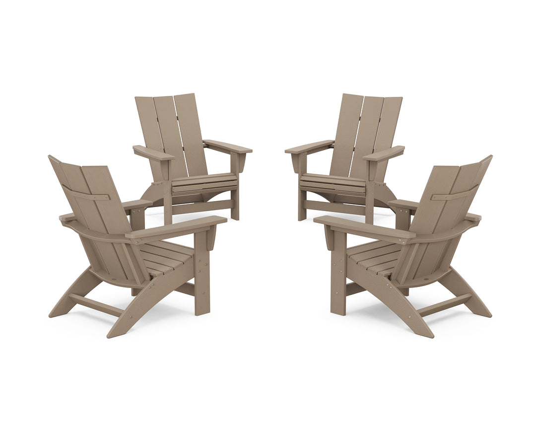 POLYWOOD® 4-Piece Modern Grand Adirondack Chair Conversation Set