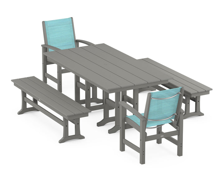 POLYWOOD® Coastal 5-Piece Farmhouse Dining Set