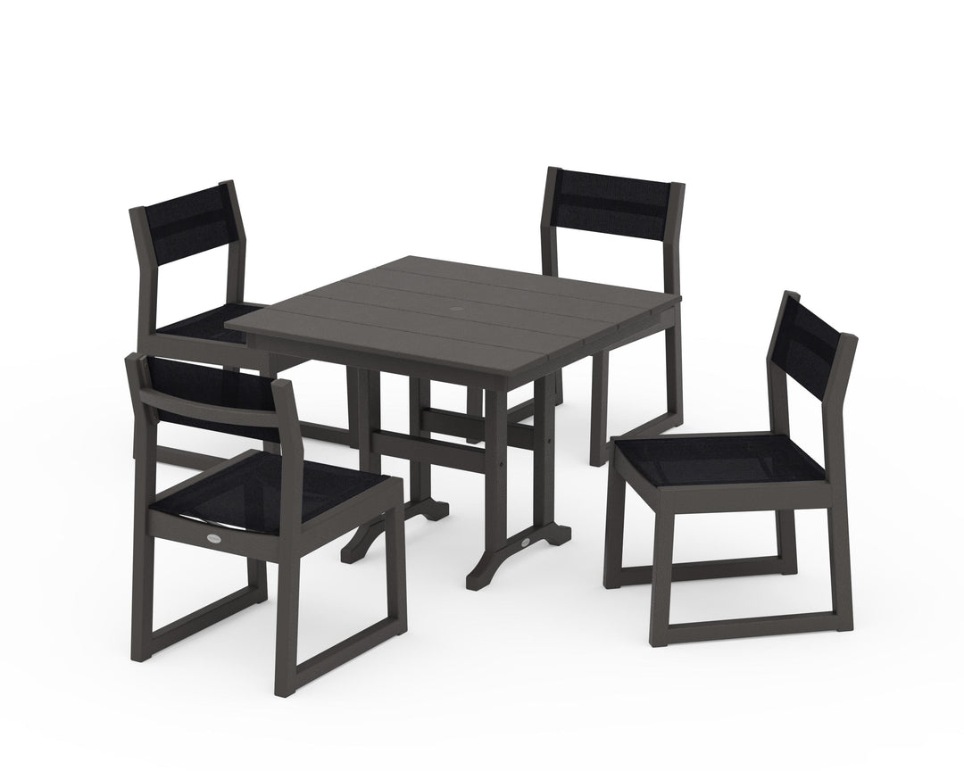 POLYWOOD® EDGE Sling Side Chair 5-Piece Farmhouse Dining Set