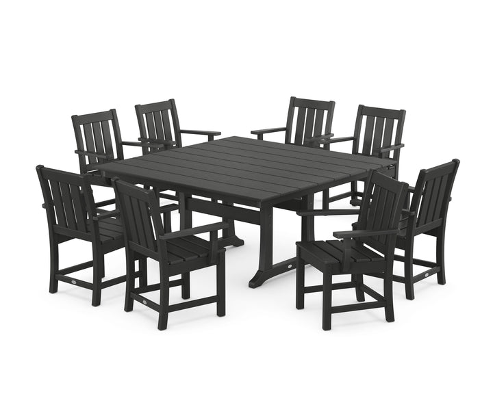 POLYWOOD® Oxford 9-Piece Square Farmhouse Dining Set with Trestle Legs