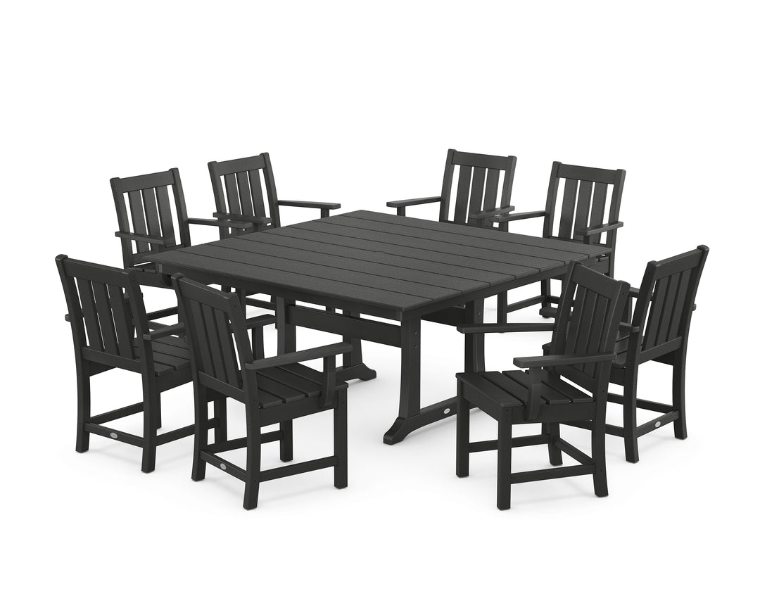 POLYWOOD® Oxford 9-Piece Square Farmhouse Dining Set with Trestle Legs